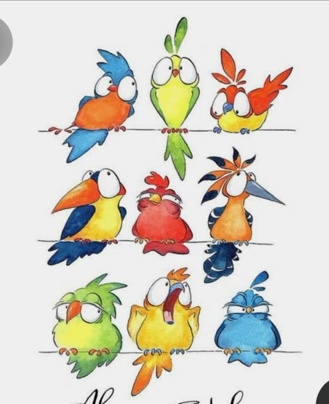 Funny Dog Drawings Easy, Doofus Birdie, Funny Birds Drawing, Bird Drawings Easy, Cartoon Bird Drawing, Bird Doodle, Whimsical Art Paintings, Cartoon Birds, Whimsical Paintings