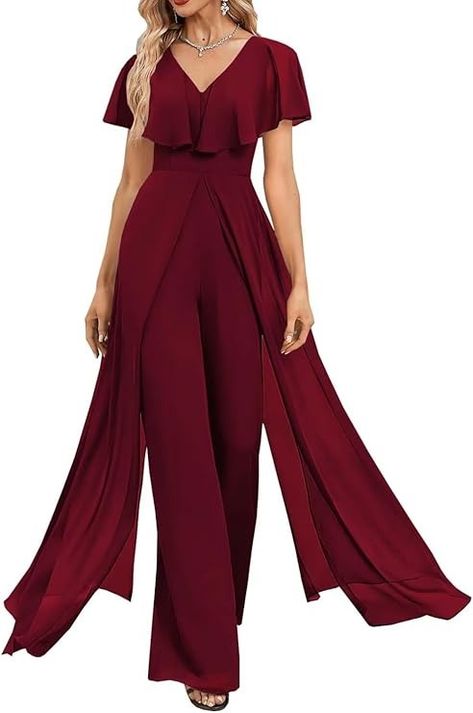 Amazon.com: Women's One Pieces Outfit V Neck Short Puffy Sleeve Pants Jumpsuit Bridesmaid Pantsuits for Wedding Party Lilac : Clothing, Shoes & Jewelry Bridesmaid Pantsuit, Jumpsuit Bridesmaid, Lilac Clothing, Pantsuit Wedding, Pants Jumpsuit, Sigma Kappa, One Piece Outfit, Jumpsuits For Women, Shoes Jewelry