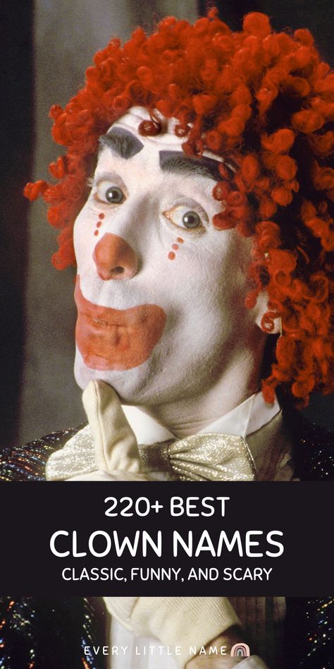 Portrait of clown. Clown Username Ideas, Clown Name Ideas, Circus Names, Clown Quotes, Types Of Clowns, Clown Ideas, Clown Names, Scary Circus, Ventriloquist Doll