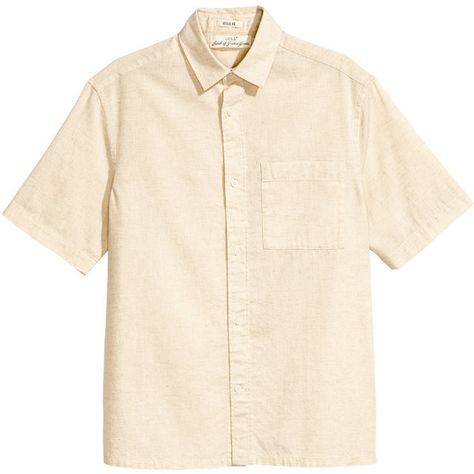 Linen-blend Shirt $24.99 ($25) ❤ liked on Polyvore featuring tops, short sleeve collared shirt, button collar shirt, shirt top, button shirt and collared shirt Summer Style Guide, White Linen Shirt, Shirt Dress Casual, Family Outfits, Textured Fabric, White Casual, Mens Street Style, Light Beige, Linen Shirt