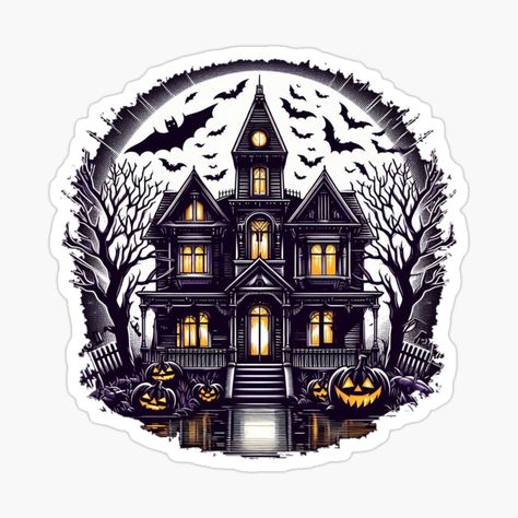 Get my art printed on awesome products. Support me at Redbubble #RBandME: https://www.redbubble.com/i/sticker/Spooky-House-Chills-Haunted-Mansion-Night-Ghostly-House-Vibes-by-printdesign6565/165986613.EJUG5?asc=u House Vibes, Spooky House, Haunted Mansion, Glossier Stickers, Transparent Stickers, Mansion, Custom Stickers, My Art, Awesome Products