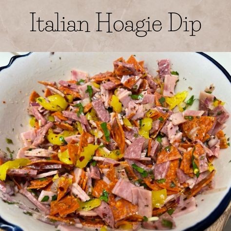 Italian Hoagie Dip Recipe, Italian Hoagie Dip, Hoagie Dip, Rosemary Focaccia Bread, Italian Hoagie, Dip Food, Rosemary Focaccia, Genoa Salami, Cold Pasta Salad