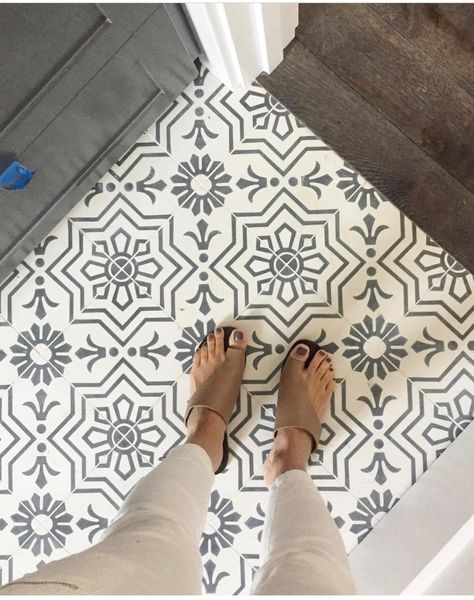 @brookewagnerdesign Farmhouse Flooring, Basement Flooring, Apartment Bathroom, Trendy Bathroom, Bathroom Floor Tiles, Bathroom Renos, Tile Installation, Laundry Rooms, Bath Remodel