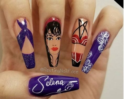 Selena Quintanilla Nails Ideas, Selena Quintanilla Inspired Nails, Selena Inspired Nails, Selena Nails Quintanilla, Selena Quintanilla Birthday Party Ideas, Selena Quintanilla Nails, Selena Quintanilla Tattoo Ideas, Selena Quintanilla Tattoo, Mexican Inspired Nails