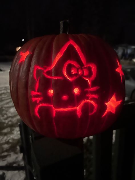 Hello Kitty Pumpkin Template, Cute Pumpkin Carving Ideas Hello Kitty, My Melody Pumpkin Carving, Pumpkin Carving Ideas Hello Kitty, Hello Kitty Pumpkin Carving, Kitty Pumpkin Carving, Kitty Pumpkin, Pumpkin Idea, Hello Kitty Pumpkin