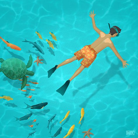 Yellow Raincoat Dream Journey Illustrations on Behance. Ocean, snorkelling, fish Journey Illustration, Swimming Illustration, Illustration Story, Vbs 2024, Yellow Raincoat, North Vancouver, Fish Painting, Ocean Creatures, Dream Destinations