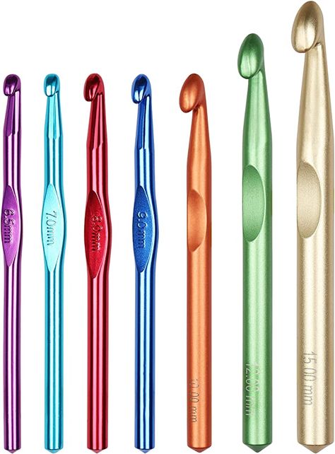 Amazon.com: Coopay 7pcs Huge Crochet Hook Set, Large Size Metal Crochet Hooks 15mm 12mm 10mm 9.0mm 8.0mm 7.0mm 6.5mm Crocheting Hook Chunky Crochet Needles for Crocheting Blankets & Rugs, Ideal Giant Crochet Kit Huge Crochet, Giant Crochet, Metal Crochet, Mystery Party, Crochet Hook Set, Crochet Needles, Chunky Crochet, Crochet Kit, Crochet Hook