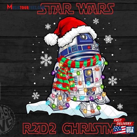 Christmas Wallpaper Star Wars, Star Wars Christmas Drawing, Star Wars Christmas Fanart, Starwars Christmas Svg, Christmas Star Wars Shirts, Starwars Christmas, R2d2 Star Wars, Nerd Christmas, Star Wars R2d2