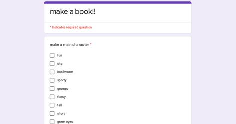 Write A Book Google Form, Make A Book Google Form, Read Me When You Need Me Book Ideas, Tiktok Account Ideas, Creative Things To Do, Games To Do With Friends, Book Ideas To Write, Help Im Bored, Random Things To Do