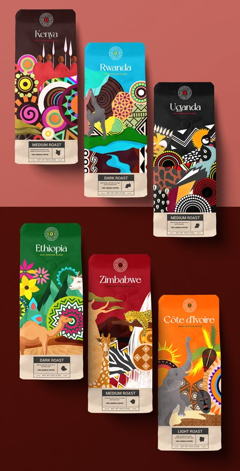 AFROROASTERS - COFFEE PACKAGING DESIGN :: Behance Coffee Brand Packaging Design, Cool Coffee Packaging, Premium Coffee Packaging, Coffee Product Design, African Packaging Design, Coffee Packing Design, Coffee Design Packaging, Coffee Packaging Design Branding, African Packaging