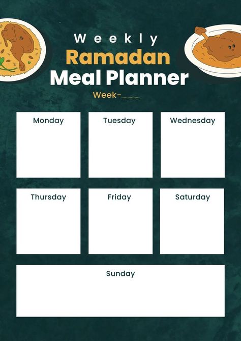 Ramadan Meal Planner Canva Template Ramadan Meal Planner, Meal Weekly Planner, Thanksgiving Meal Planner, Meal Planner Printable Free, Daily Meal Planner, Peace And Blessings, Monthly Meal Planner, Meal Planner Template, Recipe Template