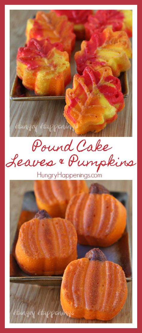 Do yourself a favor and use this easy Fall Dessert and Thanksgiving recipe for your next party. These Pretty Pound Cake Leaves and Pumpkins are the perfect way to end any meal and will absolutely blow you away (just like all the leaves on the ground). Fall Leaf Cake, Thanksgiving Desserts Table, Thanksgiving Cakes, Thanksgiving Recipe, Fall Desserts Easy, Fall Dessert, Halloween Desserts, Homemade Vanilla, Dessert Appetizers