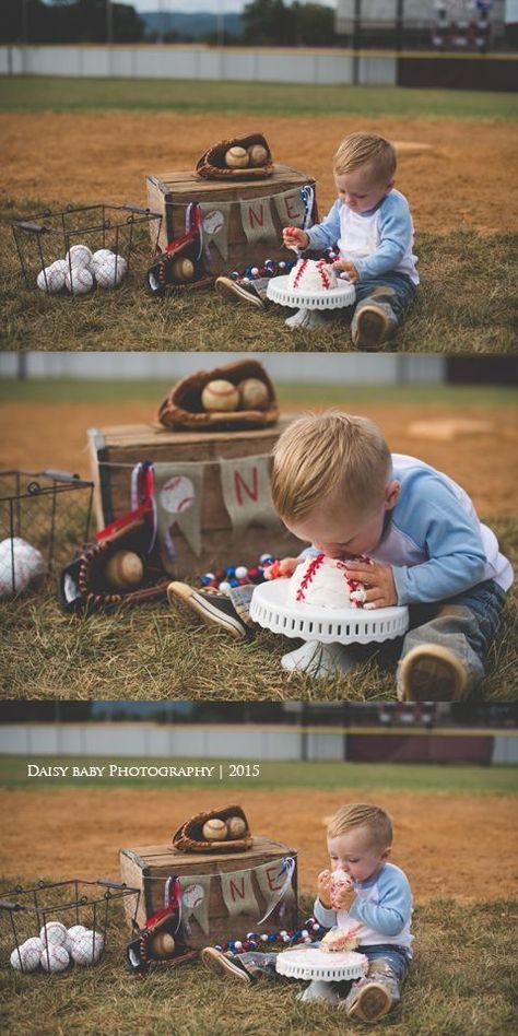 Beauty Fotografie, Baseball Theme Birthday, Baseball First Birthday, Baseball Cake, Boys First Birthday Party Ideas, 1st Birthday Pictures, 1st Birthday Photoshoot, Baby Boy 1st Birthday Party, First Birthday Pictures