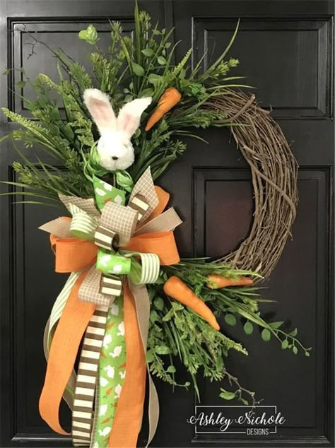 30+ Easy DIY Easter Wreath Ideas to Transform Your Front Door | momooze Easter Decorations Wreaths & Garlands, April Wreath, Easter Wreath Ideas, Easter Wreaths For Front Door, Easter Front Porch Decor, Painted Peony, Easter Board, Easter Wreath Diy, Easter Spring Wreath