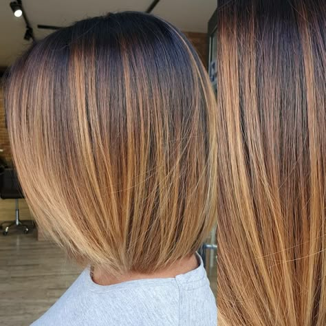 Short Brunette Hairstyles, Autumn Hair Colors, Short Brunette, Short Brunette Hair, Balayage Caramel, Lob Styling, Brunette Hairstyles, Short Brown Hair, Brown Hair With Blonde Highlights