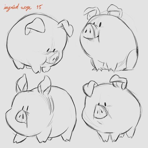 ArtStation - Doodles, Ingrid Woge Cruz Three Pigs, 동화 삽화, Have Inspiration, Animals Flowers, 캐릭터 드로잉, Cute Doodles Drawings, Character Design Animation, Animal Sketches, Dessin Adorable