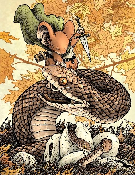 Mouse Guard Rpg, Mouse Guard, Goblin Art, Snake Art, Woodland Creatures, Fantasy Artwork, Interesting Art, Painting Inspiration, Animal Art