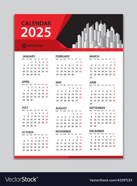 Red Calendar, Polygon Background, 2025 Year, Stationery Printing, Planner Stationery, Desk Calendar, Calendar Design, Design Week, Desk Calendars