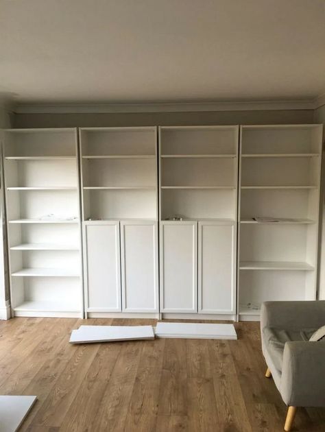 Billy Hack, Ikea Billy Hack, Billy Ikea, Bookcase Hack, Billy Bookcase Hack, Ikea Billy Bookcase Hack, Ikea Bookcase, Living Room Library, Living Tv