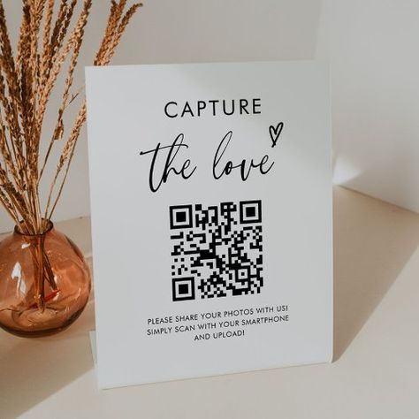 $14.46 | Wedding Capture The Love Photo Share QR Code Sign #minimalist weddings, wedding table signs, share the love, qr code, capture the love, modern simple, wedding photo share, social media sign, elegant calligraphy script, wedding hashtag Disposable Camera Qr Code, Qr Code Wedding Pictures Sign, We Code Wedding Photos, Share Photos Wedding Sign, Capture The Love Qr Code, Capture The Love Wedding Sign, Wedding Cards Sign, Qr Code Wedding Photo Sharing, Wedding Qr Code Photos