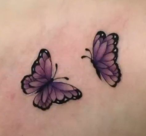 Purple Butterflies Tattoo, Small Butterfly Tattoo On Wrist Color, Light Purple Tattoo, Purple Butterfly Tattoo Memorial, Purple Butterfly Tattoos, Small Purple Butterfly Tattoo, Afro Tattoo Ink Black Women, Butterfly Tattoo Purple, Butterfly Tattoo On Wrist