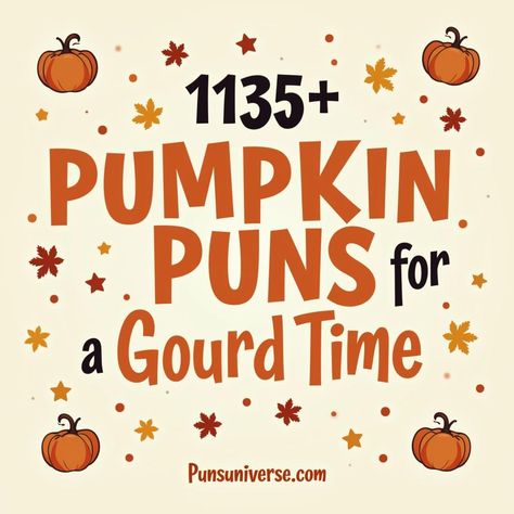 🎃 Get ready to have a 'gourd' time with these 135+ pumpkin puns that are sure to spice up your autumn! Whether you're a 'pun-kin' lover or just need a laugh this fall, these jokes will squash any bad vibes. From hilarious one-liners to clever wordplay, this list will leave you 'pump'ling with laughter. Perfect for livening up Halloween parties or adding a festive flair to your social media captions. Dive in and 'carve' out some fun! 🍂 #PumpkinPuns #FallFun #Puns #AutumnHumor #HalloweenLaughs #SpookySeason #PunOWeen Ice Cream Puns, Pumpkin Puns, Social Media Captions, Bee Puns, Need A Laugh, Pumpkin Squash, Animal Puns, Pumpkin Roll, Creative Pumpkins