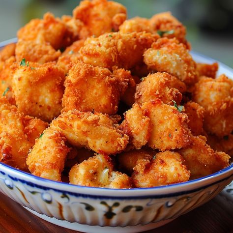 🍗 Popcorn Chicken: Crunchy, bite-sized chicken perfect for snacking or parties. Easy to make, hard to resist! #SnackAttack Popcorn Chicken Ingredients: Chicken breast, cubed (2 cups (300g)) Flour (1 cup (120g)) Paprika (1 tsp (5ml)) Garlic powder (1 tsp (5ml)) Eggs (2) Bread crumbs (1 cup (100g)) Oil for frying Instructions: Season chicken with spices, flour. Dip in beaten eggs, then breadcrumbs. Fry until golden. 🍴 Grab a bite, enjoy the crunch! #PopcornChickenPerfection Season Chicken, Korean Chicken, Instagram Recipes, Twisted Recipes, Food Tech, Popcorn Chicken, Snack Attack, Trending Recipes, Chicken Seasoning