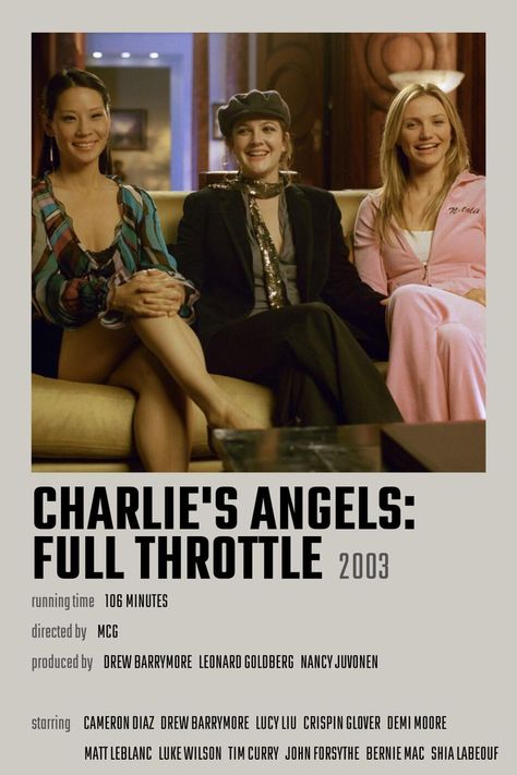 Charlie's Angels: Full Throttle Movie Poster Charlie's Angels Outfits, Charlie's Angels Full Throttle, Charlies Angels Movie, Charlie S Angels, Chick Flick Movies, Angel Movie, Angel Posters, Movies To Watch Teenagers, Netflix Movies To Watch