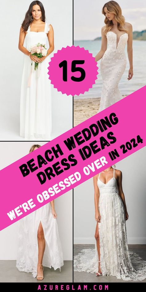 Planning a beach wedding in 2024? Our "15 Beach Wedding Dress Ideas" cater to every preference, featuring boho, simple, and casual styles. Perfect for the bride or a guest, our collection includes plus-size options and designs ranging from short casual dresses to elegant sleeved gowns. Each dress is crafted to suit the lai Bahama Wedding Dress, Beach Gowns Casual, Non Traditional Beach Wedding Dress, Elegant Beach Wedding Dress, Beach Wedding Dress Ideas, Simple Beach Wedding Dresses, Beach Bridal Dress, Beach Style Wedding Dresses, Cheap Beach Wedding Dresses