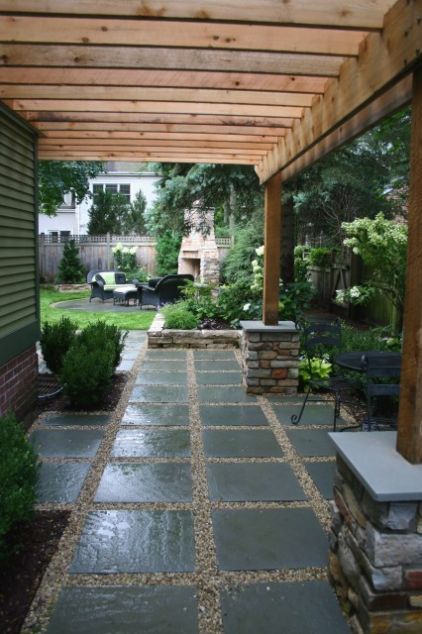 DIY - gravel and square pavers . . . fairly easy and quick way to get extended patio or walkway area. Side Yards, Have Inspiration, Pergola Plans, Pergola Patio, Side Yard, Paver Patio, Contemporary Landscape, Patio Area, Diy Backyard