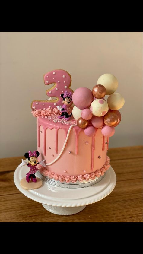 Birthday cake for a 3 year old girl 3rd Birthday Cakes For Girls, Birthday Cake Girl, Mini Birthday Cake, Minnie Mouse Birthday Cake, Girls First Birthday Cake, Cake Designs For Girl, Mouse Birthday Cake, Ladybug Cake