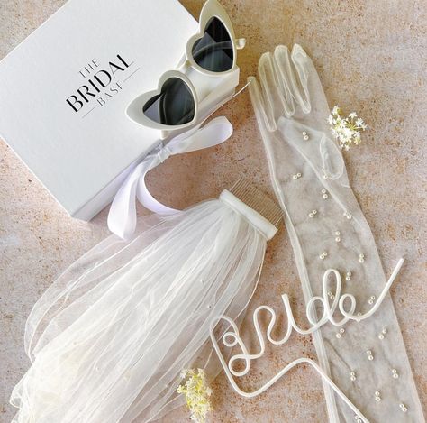 Veil Elbow Length, Bride Straw, Mini Veil, Ivory Veil, Chic Brides, Proposal Box, Bridesmaid Proposal Box, Heart Sunglasses, Bridal Beauty