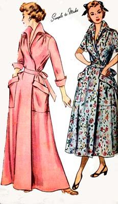 Oh!  Those pockets! Housecoat Pattern, Patron Vintage, House Coat, Brunch Dress, Vintage Dress Patterns, Couture Vintage, Simplicity Patterns, Sewing Pattern Sizes, 1940s Fashion