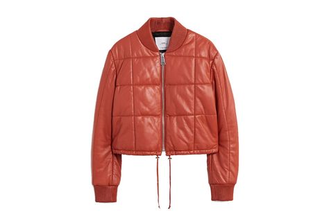 Quilted leather jacket, £169.99 at [link url="https://shop.mango.com/gb/women/jackets-biker-jackets/quilted-leather-jacket_23000614.html?c=20"]Mango[/link]. Red Quilted Jacket, Best Puffer Jacket, Quilted Leather Jacket, Brown Puffer Jacket, Zipper Jacket, Leather Jackets Women, Quilted Leather, Red Jacket, Zip Jacket