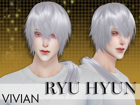 The Sims Resource's Ryu Hyun Hair by VivianDang - Short hairstyles ~ Sims 4 Hairs Emo Boy Hair, Anime Hairstyles Male, Sims 4 Hair Male, Sims 4 Piercings, Mod Hair, Sims 4 Anime, Pelo Sims, Anime Male, Anime Boy Hair