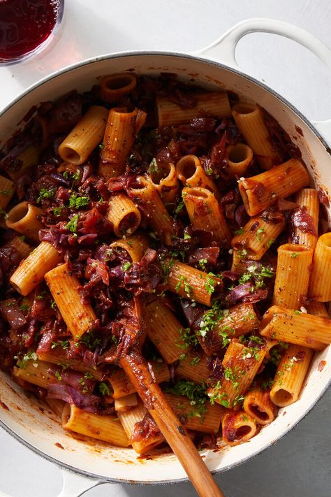 Vegan Pasta Sauce, Red Cabbage Recipes, Ragu Recipe, Cooked Cabbage, Nyt Cooking, Cabbage Recipes, Pork Shoulder, Vegan Pasta, Red Cabbage