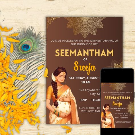 🎉✨ Celebrate Motherhood in Style! ✨👶 Announcing our stunning Indian baby shower or Seemantham invitation card template! 🌸💌 Embrace tradition with a touch of elegance as you prepare to welcome your little one into the world. Customize, download, and let the celebration begin! Click on the link in bio to shop! #indianbabyshower #indianbabyshowerinvitations #indianbabyshowerceremony #seemantham #seemanthaminvitation #seemanthaminvite #sreemantham #sreemanthaminvitation #sreemanthaminvite #seema... Seemantham Invitation Card Template, Sreemantham Invitation Card, Seemantham Invitation Card, Indian Baby Shower Invitations, Baby Shower Invitations Templates, Indian Baby Showers, Baby Sticker, Indian Baby, Instagram Message