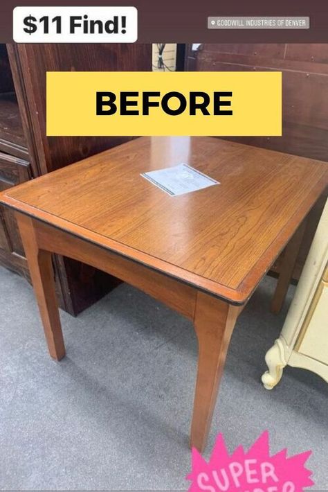 End Table Makeover Before After, Upcycled End Tables, Antique Table Makeover, Painted Side Table Ideas, Refurbished End Tables, Diy Table Makeover, Diy End Table, Painted End Tables, End Table Makeover