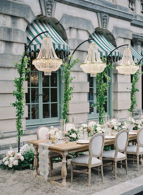 Glamorous blush wedding with outdoor chandeliers in Washington, DC Wedding Chandelier Outdoor, Wedding With Chandeliers, Wedding Outdoor Chandelier, Chandeliers Wedding, Wedding Chandeliers, Outdoor Chandelier Wedding, Decorate Chandelier, Outdoor Wedding Lighting, Wedding Bathroom