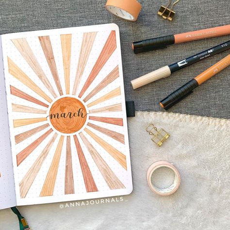 anna • bullet journal 🤍✨ on Instagram: “march coverpage ☀️🧡 what is your theme for march? i would love to check out your spreads 🥰🥰 SWIPE for details ☀️ hey you, i‘m a little la…” Bullet Journal March Cover, March Bullet Journal Cover, Bullet Journal Easy, Bullet Journal Cover Page Ideas, Journal Cover Page Ideas, Journal March, Bullet Journal 2024, Cover Page Ideas, March Bullet Journal