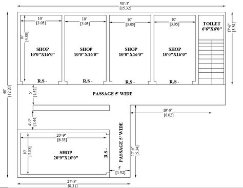 50'X 40' Commercial shop building floor plan is given in this AutoCAD DWG file. A total of five shops are available in this drawing. in that four shops having room dimensions of 10'X16' and another fifth shop placed separate and the dimension is 20'9" X10'.The staircase is also available at the entrance of the building. Download 2D Autocad Drawing DWG and PDF file. Commercial Shops Plan, Commercial Building Floor Plan, Store Floor Plan, Daycare Floor Plans, Shop Building Plans, Building Floor Plan, 2d Autocad Drawing, Small Apartment Building Design, Commercial Building Plans