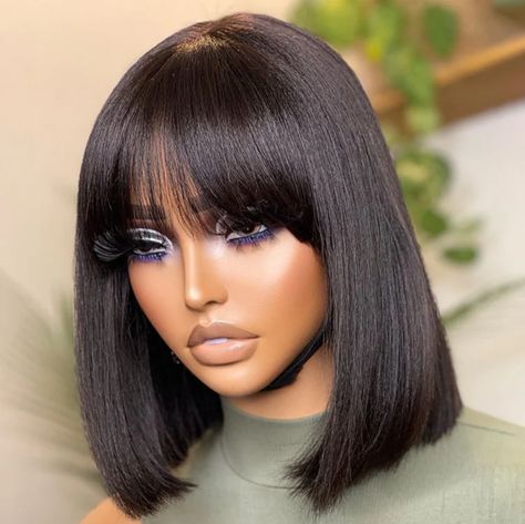 Human Hair Wigs For Black Women, Bday Hair, Fav Hairstyles, Kort Bob, Bob Black, Reddish Purple, Black Bob, Hair Grips, Bob With Bangs