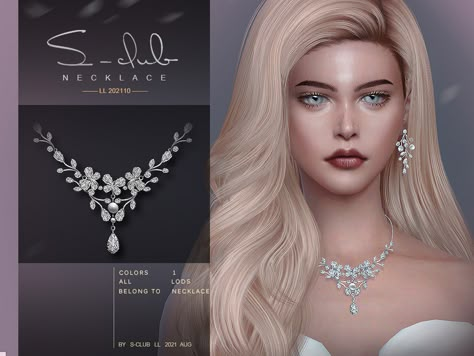 Cc Jewelry, Sims 4 Wedding Dress, Diamond Flower Necklace, Luxury Wedding Jewelry, Formal Necklace, Diamond Necklace Wedding, Sims Stories, The Sims 4 Pc, Sims 4 Dresses