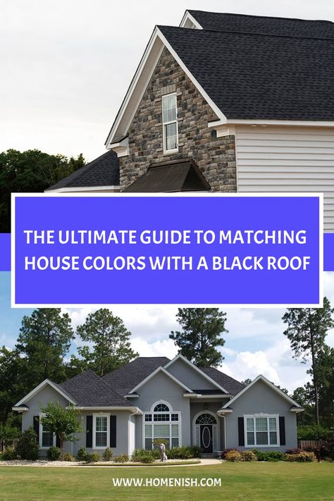 A black roof is a stylish and modern choice for any home. It can add a touch of sophistication and drama to your exterior design. But what house colors go best with a black roof? In this article, we'll explore 11 appealing house colors that will complement your black roof perfectly. Black Roof Beige House, Houses With Black Roofs Exterior Colors, Black Roof Exterior Color Schemes, Exterior House Colors With Black Roof And White Windows, House Colors With Black Roof, Roof Colors How To Choose, Black Shingles Roof Exterior Colors, Houses With Black Roofs, Black Roof House Colors Exterior Paint