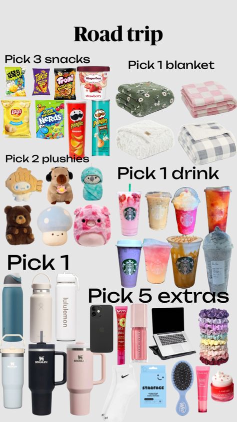 Road Trip Necessities, Trip Essentials Packing Lists, Road Trip Bag, Road Trip Kit, Pringles Original, Making A Gift Basket, Boo Baskets, Cute Christmas Ideas, Travel Packing Checklist