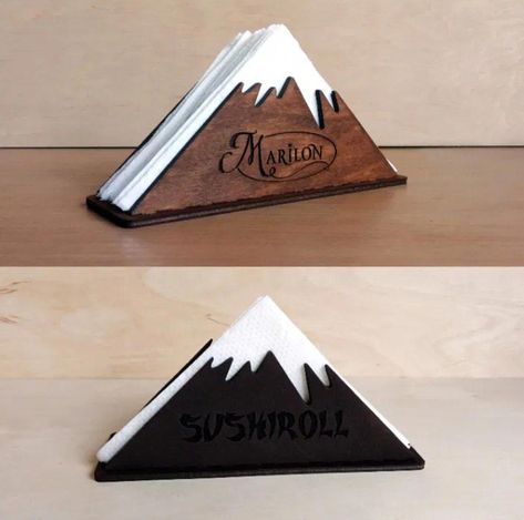 Personalized Cnc Projects, Wood Taco Holder, Wood Projects Laser, Engraved Wood Projects, Laser Ideas Wood, Diy Wood Napkin Holder, Cnc Wood Projects That Sell, Sellable Wood Projects, Napkin Holder Ideas Diy