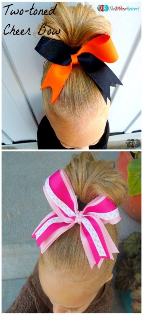 Two-Toned Cheer Bow - The Ribbon Retreat Blog Cheer Bow Tutorial, Cheer Bows Diy, Bow Hairstyles, Gym Hair, Cheer Hair Bows, Pom Mom, Circuit Crafts, Cheerleading Bows, Disney Hair