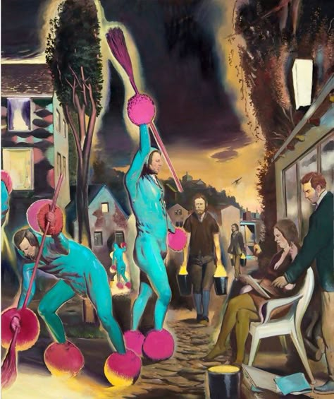 Neo Rauch Der Lehrling, 2015 - Oil on canvas, 300 x 250 cm Neo Rauch, Giorgio De Chirico, René Magritte, Socialist Realism, East Germany, Figurative Painting, Art Basel, Figure Painting, Contemporary Paintings