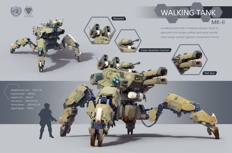 ArtStation - walking tank, xing jin Walking Tank, Mecha Tanks, Combat Robot, Concept Vehicles Sci Fi, Space Ship Concept Art, Futuristic Armour, Affinity Photo, Futuristic Art, Army Vehicles