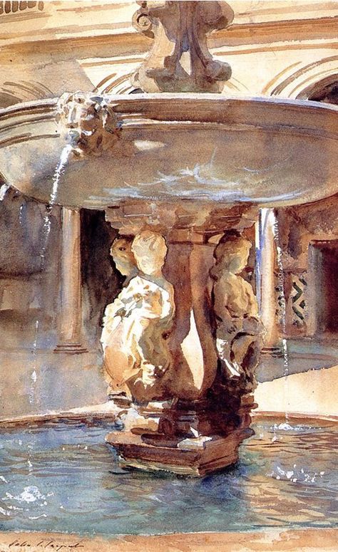 Spanish Fountain by John Singer Sargent - Art Renewal Center Spanish Fountain, John Singer Sargent Watercolors, John Sargent, Thomas Schaller, Dulwich Picture Gallery, Sargent Art, Watercolor Architecture, John Singer Sargent, 수채화 그림